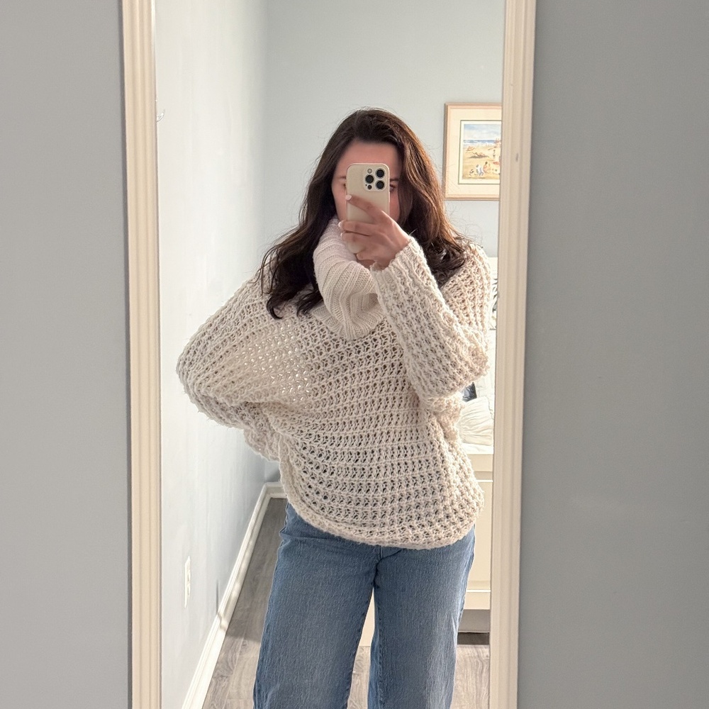 Express Oversized Turtleneck Crochet Sweater